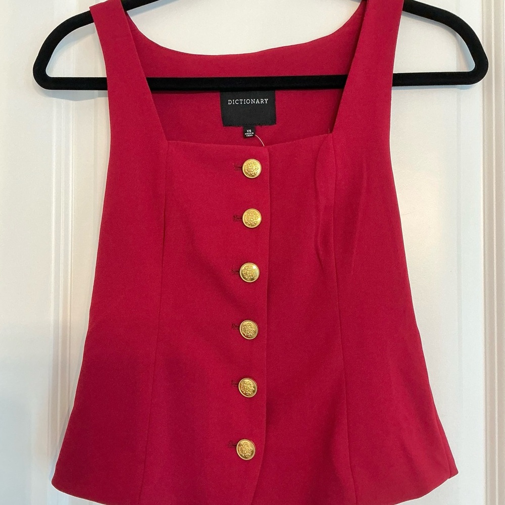 Dictionary Elegant Red Gold-Button
Blouse ❤️✨
